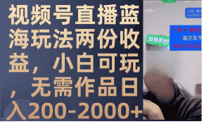 （7635期）视频号直播蓝海玩法两份收益，小白可玩，无需作品日入200-2000+-优优云创网