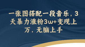 (7674期)一张图搭配一段音乐,3天暴力涨粉3w+变现上万,无脑上手-优优云创网