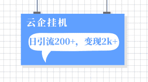 （7752期）云企挂机项目，单日引流200+，变现2k+-优优云创网