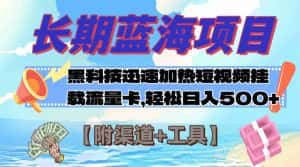 (7815期)长期蓝海项目,黑科技快速提高视频热度挂载流量卡 日入500+【附渠道+工具】-优优云创网