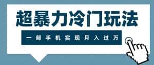 （7856期）超暴力冷门玩法，可长期操作，一部手机实现月入过万-优优云创网