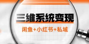 (7898期)三维系统变现项目:普通人首选-年入百万的翻身项目,闲鱼+小红书+私域-优优云创网