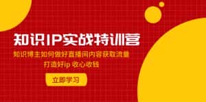 (7903期)知识IP实战特训营:知识博主如何做好直播间内容获取流量 打造好ip 收心收钱-优优云创网