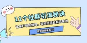(8122期)11个社群引流秘诀,让用户裂变倍增,轻松打造社群流量池-优优云创网