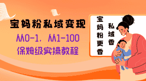 (8154期)宝妈粉私域变现从0-1,从1-100,保姆级实操教程,长久稳定的变现之法-优优云创网