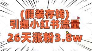 (8217期)假装存钱,引爆小红书流量, 26天涨粉3.8w,作品制作简单,多种变现方式-优优云创网