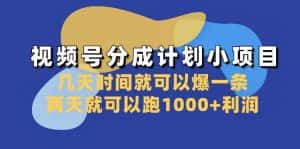 (8232期)视频号分成计划小项目:几天时间就可以爆一条,两天就可以跑1000+利润-优优云创网