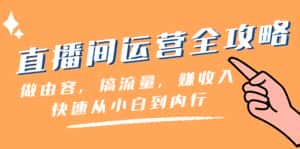 (8242期)直播间-运营全攻略:做由容,搞流量,赚收入一快速从小白到内行(46节课)-优优云创网