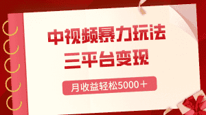 （8248期）三平台变现，月收益轻松5000＋，中视频暴力玩法，每日热点的正确打开方式-优优云创网