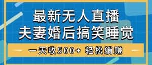 (8251期)无人直播最新玩法,婚后夫妻睡觉整蛊,礼物收不停,睡后收入500+,轻松…-优优云创网