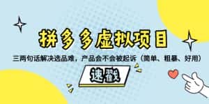 (8270期)拼多多虚拟项目:三两句话解决选品难,产品会不会被起诉(简单、粗暴、…-优优云创网