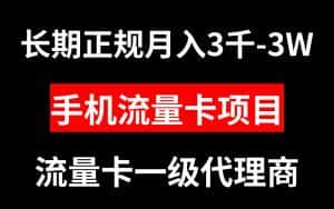 （8311期）手机流量卡代理月入3000-3W长期正规项目-优优云创网