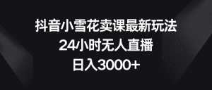 （8322期）抖音小雪花卖课最新玩法，24小时无人直播，日入3000+-优优云创网