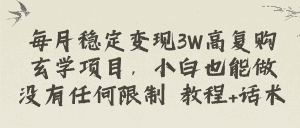 （8417期）每月稳定变现3W高复购玄学项目，小白也能做没有任何限制 教程+话术-优优云创网