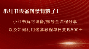 (8441期)小红书设备及账号解封全流程分享,亲测有效,以及如何利用教程变现-优优云创网