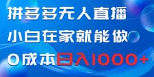 （8450期）拼多多无人直播，小白在家就能做，0成本日入1000+-优优云创网