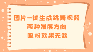(8552期)图片一键生成跳舞视频,两种发展方向,吸粉效果无敌,-优优云创网