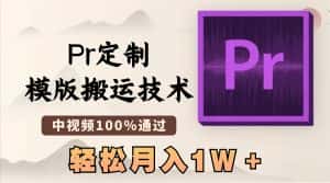（8602期）最新Pr定制模版搬运技术，中视频100%通过，几分钟一条视频，轻松月入1W＋-优优云创网