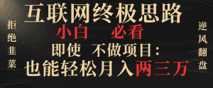 (8619期)互联网终极思路,小白必看,即使不做项目也能轻松月入两三万,拒绝韭菜…-优优云创网