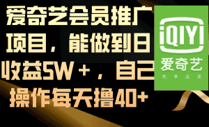 （8663期）爱奇艺会员推广项目，能做到日收益5W＋，自己操作每天撸40+-优优云创网