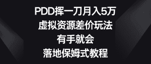 (8751期)PDD挥一刀月入5万,虚拟资源差价玩法,有手就会,落地保姆式教程-优优云创网