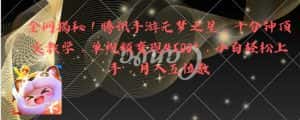 (8752期)全网揭秘!腾讯手游元梦之星,十分钟顶尖教学,单视频变现4500+月入5位数-优优云创网