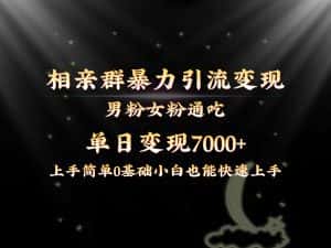 (8781期)全网首发相亲群暴力引流男粉女粉通吃变现玩法,单日变现7000+保姆教学1.0-优优云创网