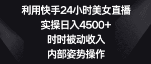 (8865期)利用快手24小时美女直播,实操日入4500+,时时被动收入,内部姿势操作-优优云创网