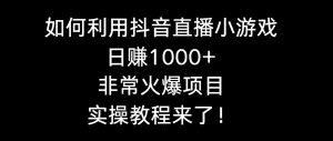 (8870期)如何利用抖音直播小游戏日赚1000+,非常火爆项目,实操教程来了!-优优云创网