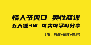 （8958期）情人节风口！卖性商课，小白五天赚3W，可卖可学可分享！-优优云创网