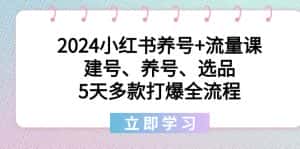 (8974期)2024小红书养号+流量课:建号、养号、选品,5天多款打爆全流程-优优云创网