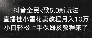 (9021期)抖音全民k歌5.0新玩法,直播挂小雪花卖教程月入10万,小白轻松上手,保…-优优云创网