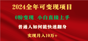 (9045期)2024全年可变现项目,一天收益至少2000+,小白上手快,普通人就要利用互…-优优云创网
