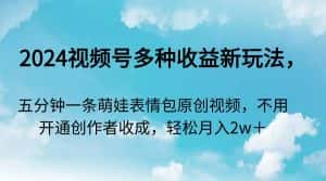 （9073期）2024视频号多种收益新玩法，五分钟一条萌娃表情包原创视频，不用开通创…-优优云创网