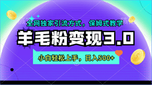 (9116期)羊毛粉变现3.0 全网独家引流方式,小白轻松上手,日入500+-优优云创网