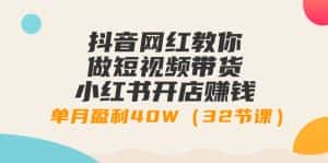(9135期)抖音网红教你做短视频带货+小红书开店赚钱,单月盈利40W(32节课)-优优云创网