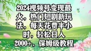 (9161期)2024视频号变现最火,热门短剧新玩法,每天花费半小时,轻松日入2000+,…-优优云创网