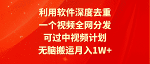 (9224期)利用软件深度去重,一个视频全网分发,可过中视频计划,无脑搬运月入1W+-优优云创网