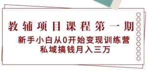 (9227期)教辅项目课程第一期:新手小白从0开始变现训练营 私域搞钱月入三万-优优云创网