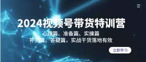 (9234期)2024视频号带货特训营:心理篇、准备篇、实操篇、补充篇、答疑篇,实战…-优优云创网