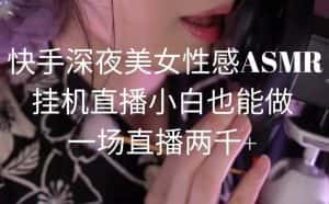 (9243期)快手深夜美女性感ASMR挂机直播,小白也能做,一场直播两千+-优优云创网