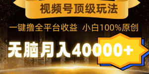 (9281期)视频号顶级玩法,无脑月入40000+,一键撸全平台收益,纯小白也能100%原创-优优云创网