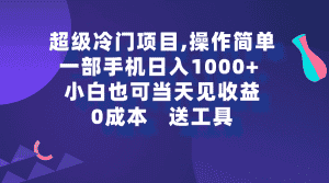 (9291期)超级冷门项目,操作简单,一部手机轻松日入1000+,小白也可当天看见收益-优优云创网