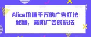 Alice价值千万的广告打法秘籍，高阶广告的玩法-优优云创网