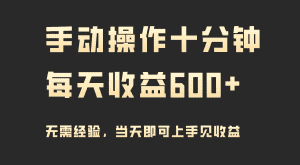 （9324期）手动操作十分钟，每天收益600+，当天实操当天见收益-优优云创网