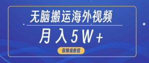 (9361期)无脑搬运海外短视频,3分钟上手0门槛,月入5W+-优优云创网