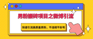 男粉搬砖项目之微博引流，快速引流高质量男粉，不违规不封号-优优云创网