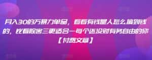 月入30的万暴力单品,看看有钱是人怎么搞到钱的,比看除害三更适合一每个还没财有务自由的你【付费文章】-优优云创网
