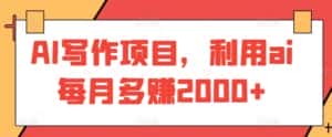 AI写作项目,利用ai每月多赚2000+-优优云创网