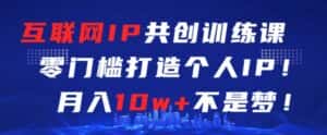 互联网IP共创训练课,零门槛零基础打造个人IP,月入10w+不是梦-优优云创网